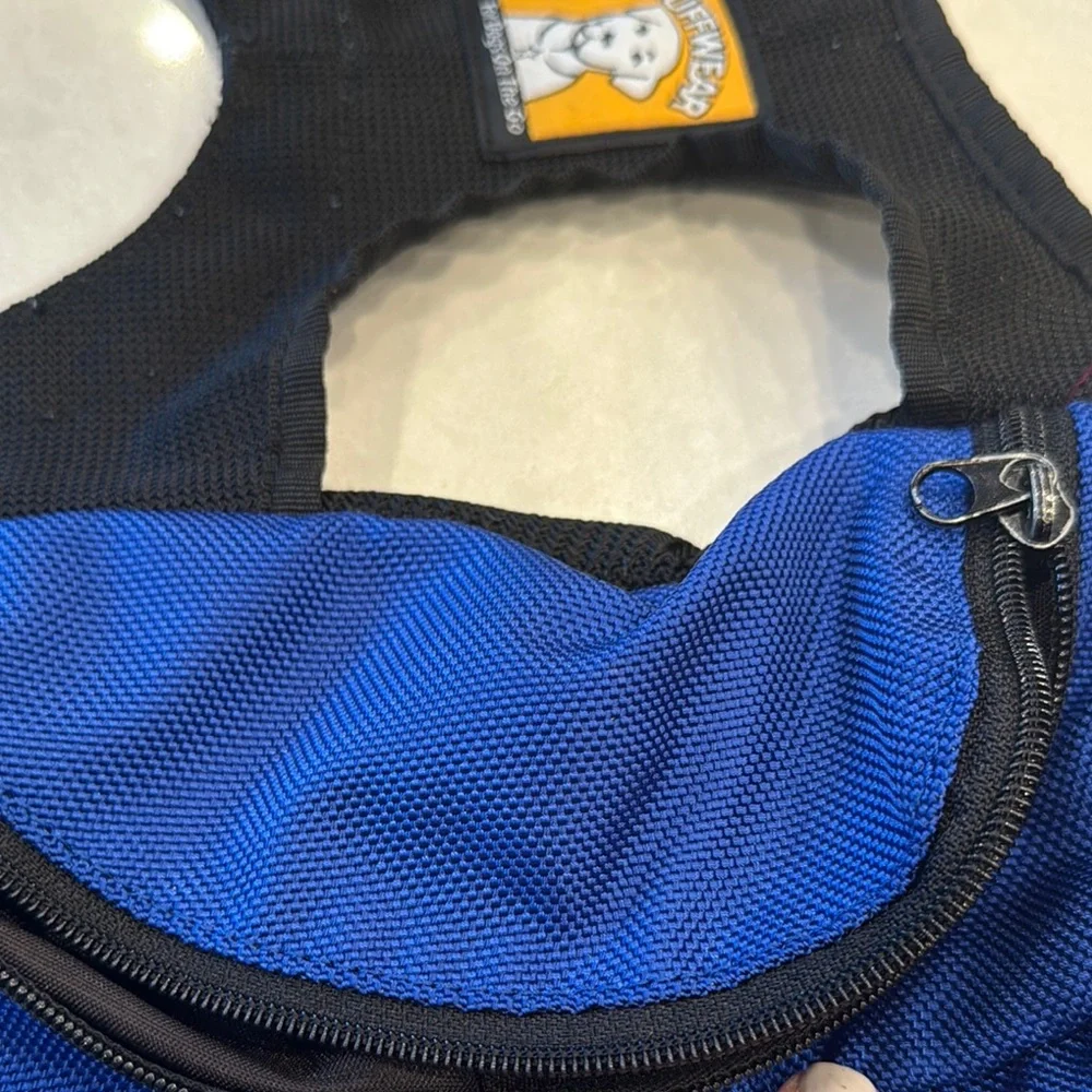 RuffWear Blue and Black Dog saddle bag, well made. Will fit front range harness.